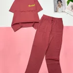 Đồ bộ quần dài áo tay ngắn in chữ