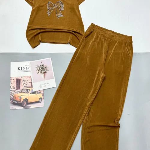 Đồ bộ quần dài áo tay ngắn in hình nơ