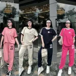 Đồ bộ quần dài  áo tay ngắn in số 22