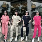 Đồ bộ quần dài  áo tay ngắn in số 22