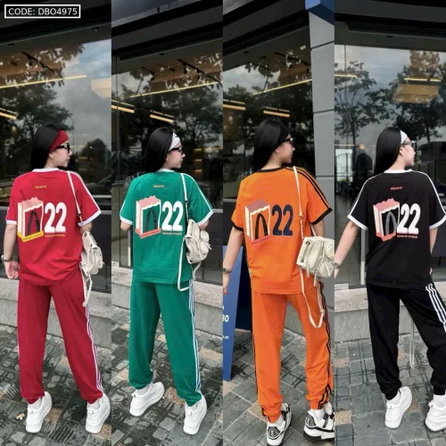 Đồ bộ quần dài  áo tay ngắn in số 22