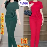 Đồ bộ quần dài áo tay ngắn nhún hông áo trơn