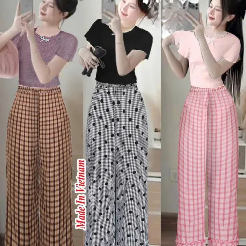 Đồ bộ quần dài áo tay ngắn phối thun lông thỏ mới