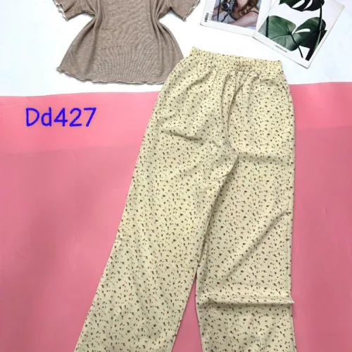 Đồ bộ quần dài áo tay ngắn phối thun lông thỏ mới