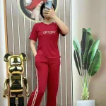Đồ bộ quần dài áo tay ngắn quần viền 2 line in chữ ginger