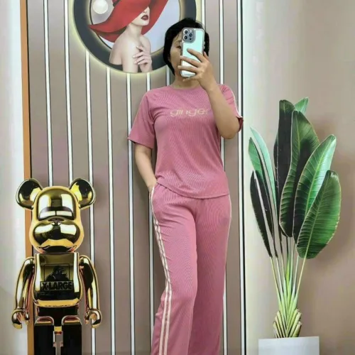 Đồ bộ quần dài áo tay ngắn quần viền 2 line in chữ ginger