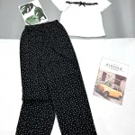 Đồ bộ quần dài áo tay ngắn tăm nhuyễn phối sọc cotton