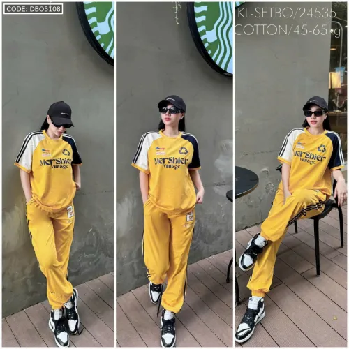 Đồ bộ quần dài  áo tay ngắn thể thao in