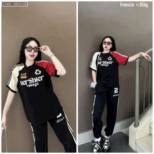 Đồ bộ quần dài  áo tay ngắn thể thao in