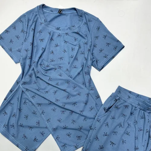 Đồ bộ quần dài áo  thun cổ tròn may xéo thân áo