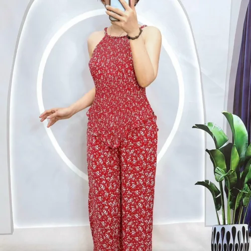Đồ bộ quần dài áo yếm dây in nhiều hoạ tiết