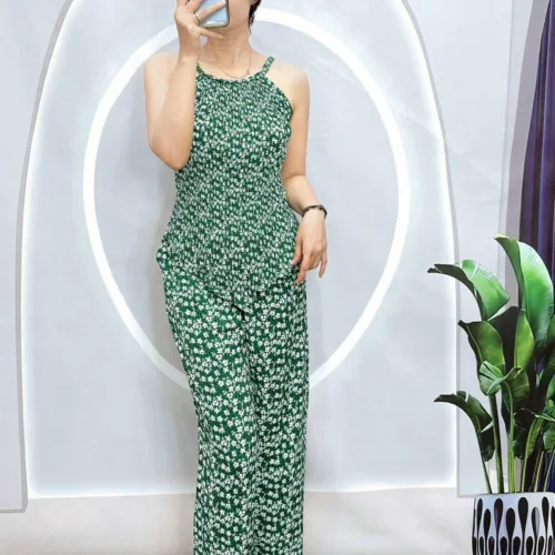 Đồ bộ quần dài áo yếm dây in nhiều hoạ tiết