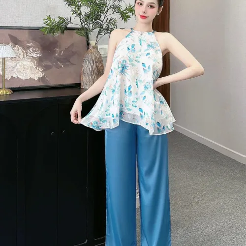 Đồ bộ quần dài áo yếm vải tonl 2 lớp siêu mát