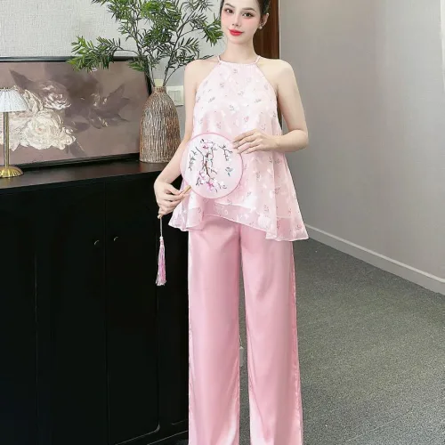 Đồ bộ quần dài áo yếm vải tonl 2 lớp siêu mát