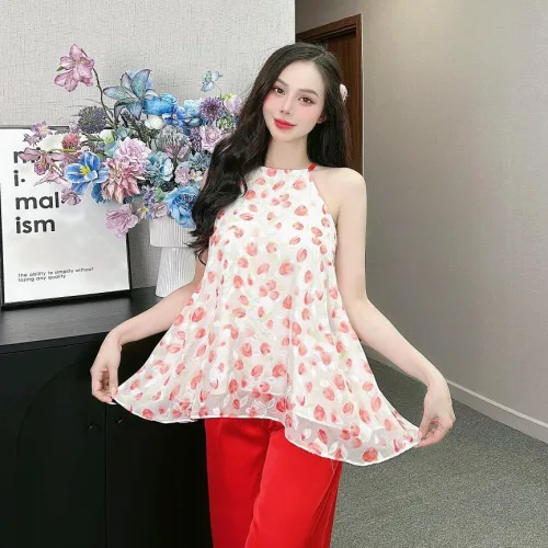 Đồ bộ quần dài áo yếm vải tonl 2 lớp siêu mát