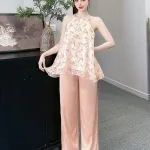 Đồ bộ quần dài áo yếm vải tonl 2 lớp siêu mát