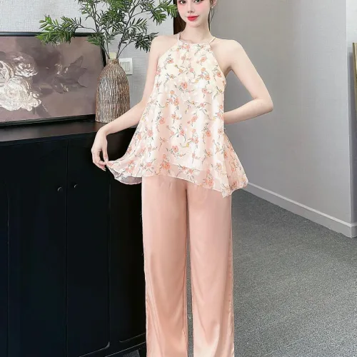 Đồ bộ quần dài áo yếm vải tonl 2 lớp siêu mát