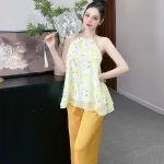 Đồ bộ quần dài áo yếm vải tonl 2 lớp siêu mát