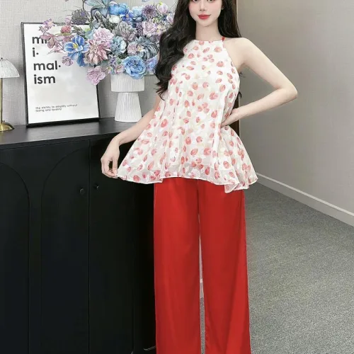 Đồ bộ quần dài áo yếm vải tonl 2 lớp siêu mát