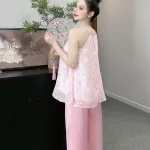 Đồ bộ quần dài áo yếm vải tonl 2 lớp siêu mát