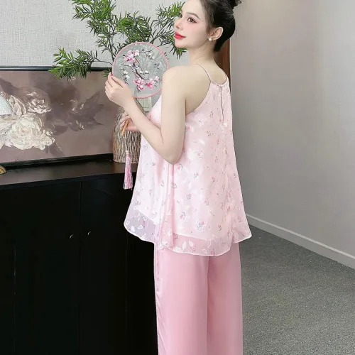 Đồ bộ quần dài áo yếm vải tonl 2 lớp siêu mát