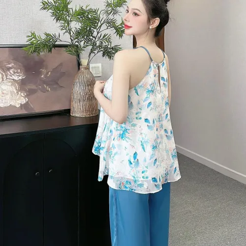 Đồ bộ quần dài áo yếm vải tonl 2 lớp siêu mát