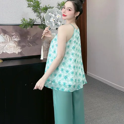 Đồ bộ quần dài áo yếm vải tonl 2 lớp siêu mát