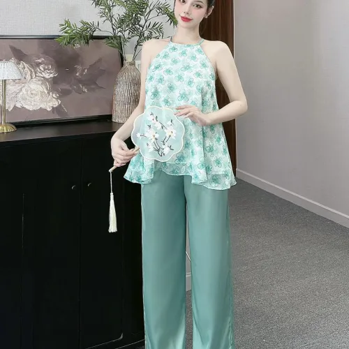 Đồ bộ quần dài áo yếm vải tonl 2 lớp siêu mát