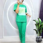 Đồ bộ quần dài bo thun áo tay ngắn in bảng chữ