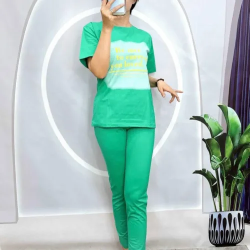 Đồ bộ quần dài bo thun áo tay ngắn in bảng chữ
