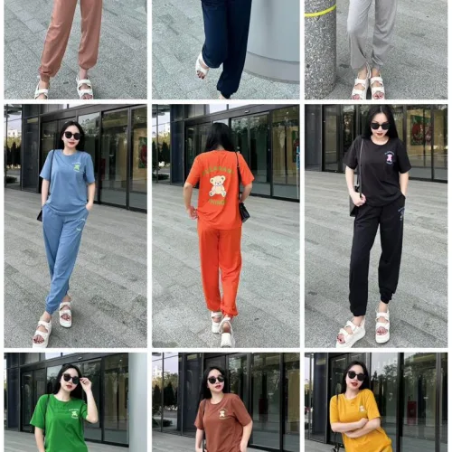 Đồ bộ quần dài bo thun áo tay ngắn in hình gấu