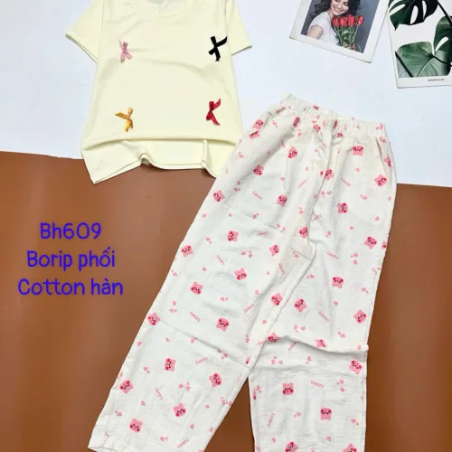 Đồ bộ quần dài cotton hàn nhiều hoạ tiết ,áo borip