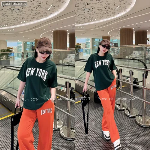 Đồ Bộ Quần Dài In Chữ New York Áo Tay Ngắn Form Dưới 70kg
