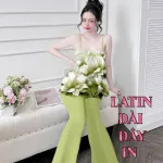 Đồ bộ quần dài latin áo hai dây in nhiều bông đẹp