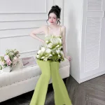 Đồ bộ quần dài latin áo hai dây in nhiều bông đẹp