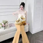 Đồ bộ quần dài latin áo hai dây in nhiều bông đẹp