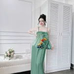 Đồ bộ quần dài latin áo hai dây in nhiều bông đẹp