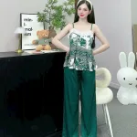 Đồ bộ quần dài latin áo hai dây ren in nhiều hình