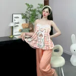 Đồ bộ quần dài latin áo hai dây ren in nhiều hình