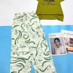 Đồ bộ quần dài mango áo thun tay ngắn áo in chữ