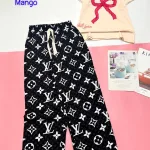 Đồ bộ quần dài mango áo thun tay ngắn gân in nơ