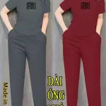 Đồ bộ quần dài ống nhỏ áo tay ngắn in chữ miu miu