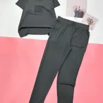 Đồ bộ quần dài ống nhỏ áo tay ngắn in chữ miu miu