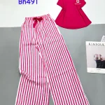 Đồ bộ quần dài sọc áo tay sát nách in chữ G