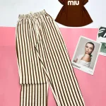 Đồ bộ quần dài sọc áo yếm in chữ