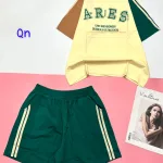 Đồ bộ quần đùi 2 sọc áo tay ngắn in chữ ARES