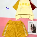 Đồ bộ quần đùi 2 sọc áo tay ngắn in chữ ARES