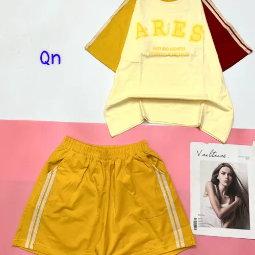 Đồ bộ quần đùi 2 sọc áo tay ngắn in chữ ARES