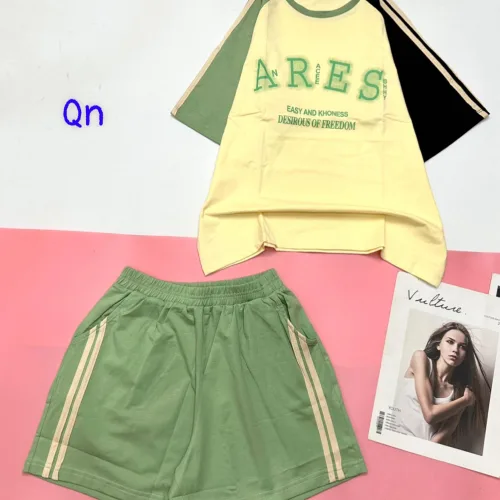 Đồ bộ quần đùi 2 sọc áo tay ngắn in chữ ARES