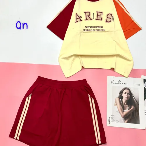 Đồ bộ quần đùi 2 sọc áo tay ngắn in chữ ARES